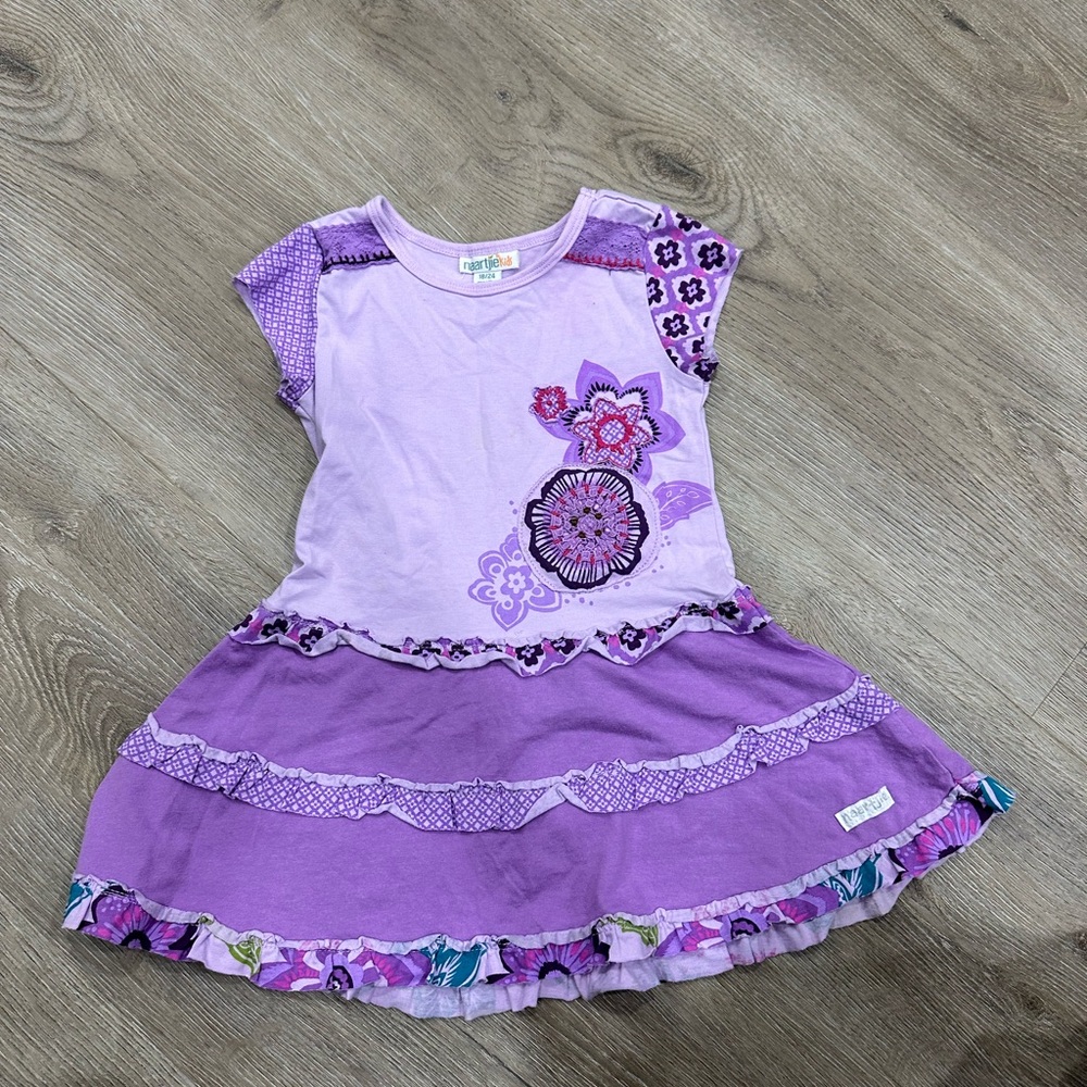 Naartjie Kids Purple Top with Lace Trim